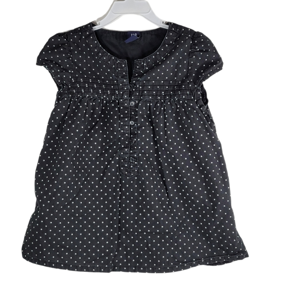 GAP Kids Starry Night Shirt Girls Size S (6-7) Black White Cotton Button Accents